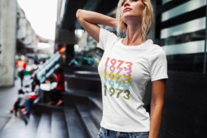 print on demand mockup model wearing white tshirt