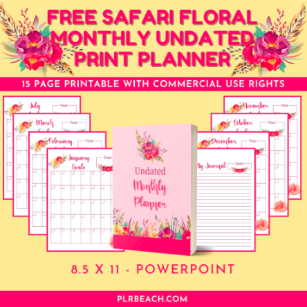 free safari floral monthly undated print planner by becky beach