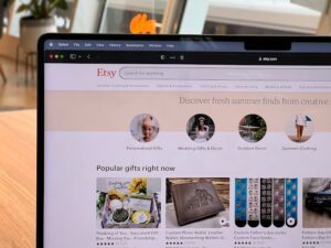 etsy homepage on a laptop